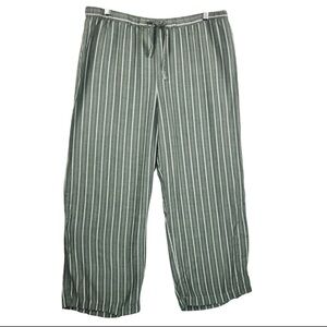 Cozy Earth Soft Woven Lounge Pants Women XL Green White Striped Pajama EUC